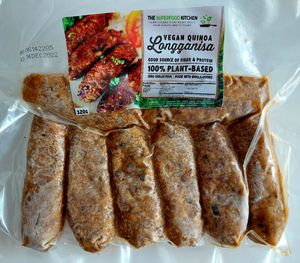 Superfood grocer vegan quinoa lonnganisa. Perfect to pair with spicy garlic vinegar at The Superfood Grocer in Quezon City