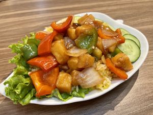Tofu and veg dish   at Lian Hua Vegetarian in Hanoi