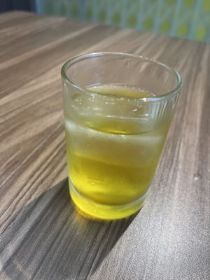 Free cold tea  at Lian Hua Vegetarian in Hanoi
