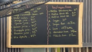 Drinks menu at Lian Hua Vegetarian in Hanoi