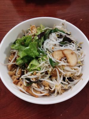 Beef with noodle salad at Lian Hua Vegetarian in Hanoi