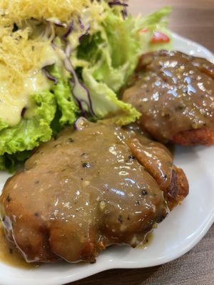 Steak with pepper sauce - not my thing  #Veganuary at Lian Hua Vegetarian in Hanoi