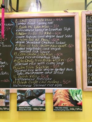 menu at Lian Hua Vegetarian in Hanoi