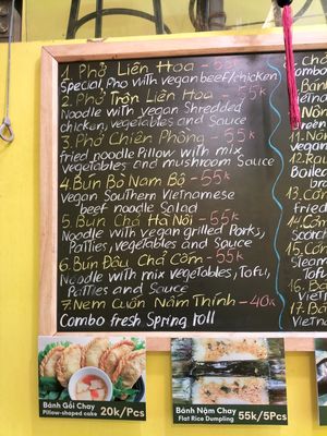 menu at Lian Hua Vegetarian in Hanoi
