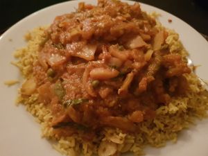 Dhal naga bhuna with garlic pilau rice at Spice Station in South Shields