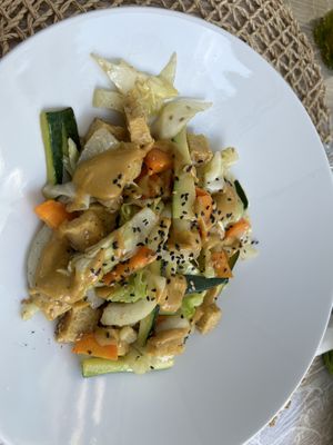 Tempeh di ceci con verdure e salsa alla senape   at RistoVegan at Hotel Sylva in Cattolica