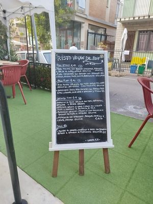 menu at RistoVegan at Hotel Sylva in Cattolica