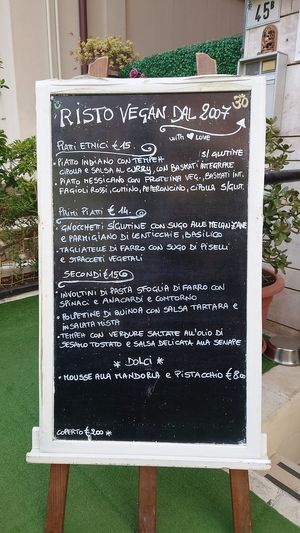 Daily menù at RistoVegan at Hotel Sylva in Cattolica
