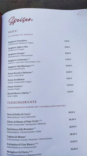 Pasta menu (forgot to take pics of other pages) at Santini in Stuttgart