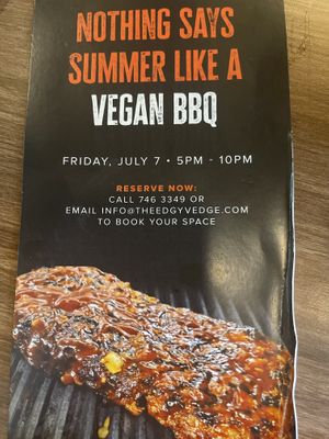 Upcoming Vegan BBQ❤️  at The Edgy Vedge in George Town