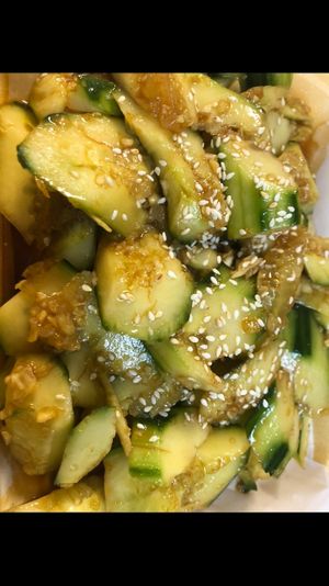 Cold cucumber salad is a refreshing dish featuring crunchy cucumber slices tossed in a zesty mix of garlic, vinegar, and sesame oil. Light, crisp, and perfect for any meal! 🥒✨ at Kungfu Kitchen in Reading