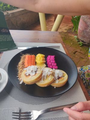 Vegan banana pancakes at Cepik Villa in Karangasem