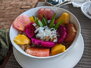Oats with fruits at Cepik Villa in Karangasem