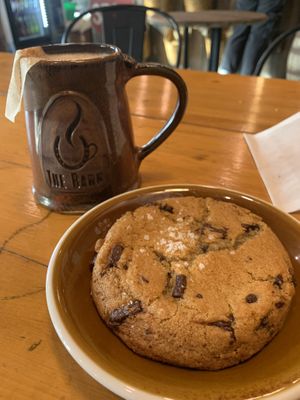 Gingerbread orange spice fog with soy milk and a vegan salted caramel cookiee  at The Barn in Bridgewater