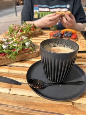 Chai latte, toast selectionn  at PLANT SHACK - Calpe in Calpe