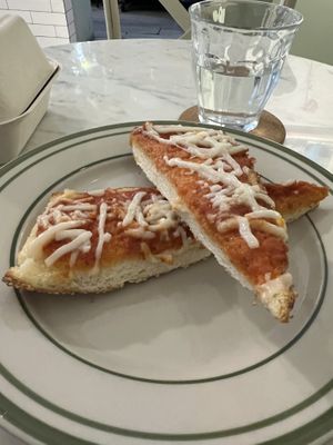 Vegan garlic bread pizzaa  at Garden Carver in Brooklyn