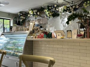 inside counter. Not pictured to right was beverage cooler. Wall opposite counter was artisan/locally made pantry groceries.   at Garden Carver in Brooklyn
