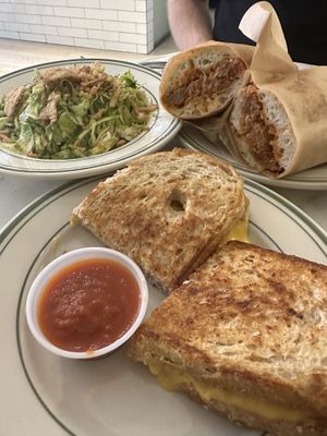 Grilled Cheese w/ marinara at forefront   at Garden Carver in Brooklyn
