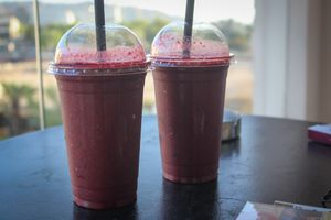 pomegranate, strawbery, blueberries at Watermelon Juice Corner in Aqaba