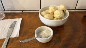 pão de queijo com requeijão de inhame  at Matuta Queijaria Vegana in Sao Paulo