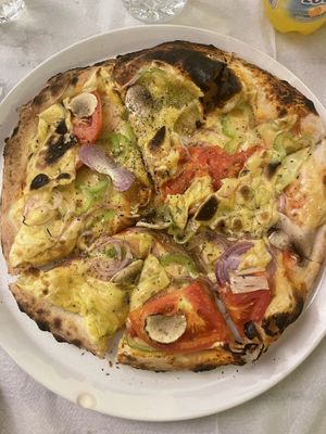 Vegan Pizza with Soy Cheese  at Sunset Fish Tavern-Pizzeria - Ψαροταβέρνα-Πιτσαρία Ηλιοβασίλεμα in Bouka