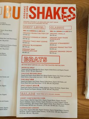 Menu - Shakes at Next Level Veggie Grill in Denver