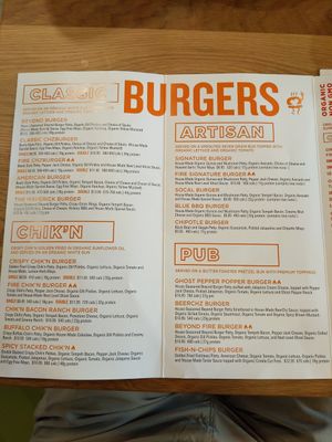 Menu - Burgers at Next Level Veggie Grill in Denver
