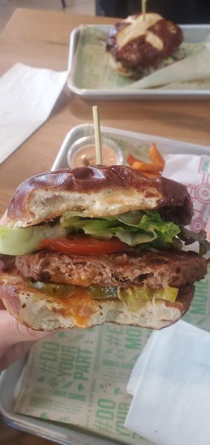 Jalapeno popper burger at Next Level Veggie Grill in Denver