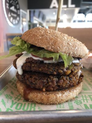 Blue BBQ Burger (Double)  at Next Level Veggie Grill in Denver