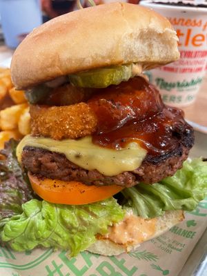 The Maverick Burger aka the star of the show! $13.95 at Next Level Veggie Grill in Denver