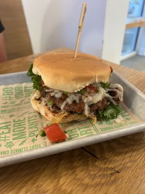 Another seasonal special… the Carne Asada burger (made with Meati!)   at Next Level Veggie Grill in Denver