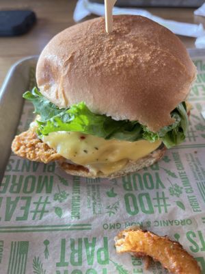 Fire chicken sandwich   at Next Level Veggie Grill in Denver