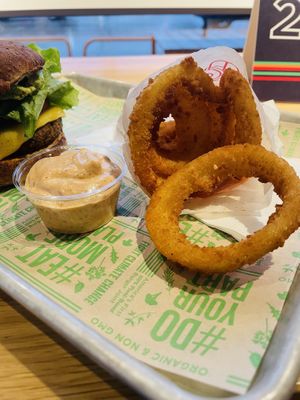 Onion Rings and Special Saucee  at Next Level Veggie Grill in Denver
