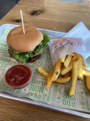 American Cheeseburger & Fries  at Next Level Veggie Grill in Denver