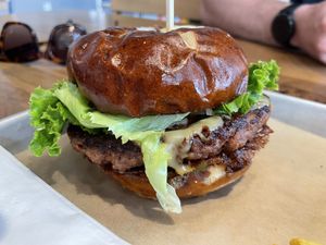 jalapeño popper burger   at Next Level Veggie Grill in Denver