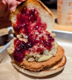 The Gobbler, a Thanksgiving sandwich! at Next Level Veggie Grill in Denver
