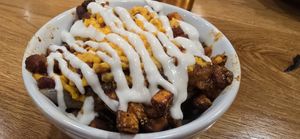 Large sweet potato chili cheese fries at Next Level Veggie Grill in Denver