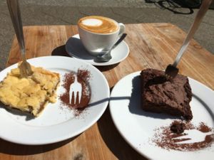 Sweets and cappuccino  at Freckles in Berlin