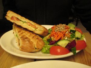 Panini and salad at Freckles in Berlin