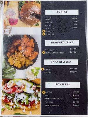 Menu  at Gaia Comida Vegana in La Paz