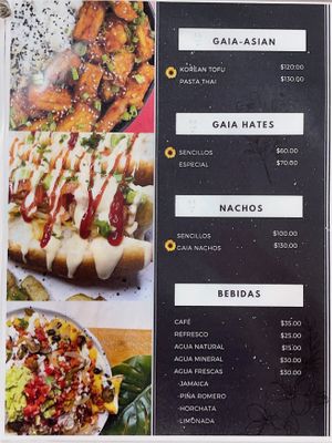 Menu  at Gaia Comida Vegana in La Paz