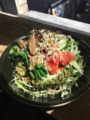 Cold sesame chili noodles  at Aiyaohno Cafe in Vancouver