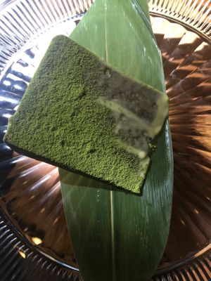 Matcha cake by the slice  at Aiyaohno Cafe in Vancouver