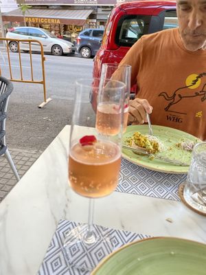 Complimentary champagne   at Vegan Bistró in Mallorca