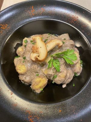 Mushroom gnocchi   at Vegan Bistró in Mallorca