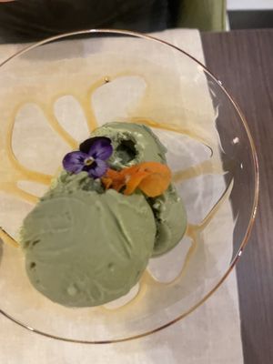 Pistachio ice cream  at Vegan Bistró in Mallorca