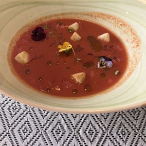 Watermelon gazpacho  at Vegan Bistró in Mallorca