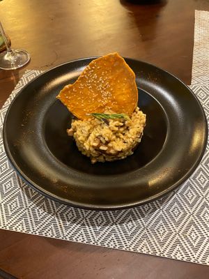 Mushroom risotto  at Vegan Bistró in Mallorca