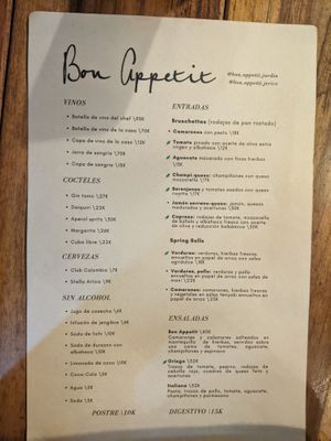 Menu 1 at Bon Appetit in Jardin