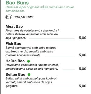 Carta 'Baos' at Santa Cereza in Terrassa